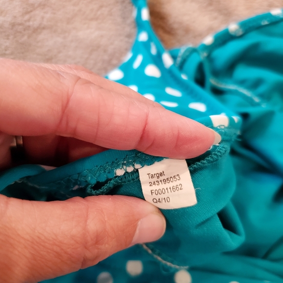 Target Teal Polka Dot skirted one piece swim suit - Picture 3 of 7